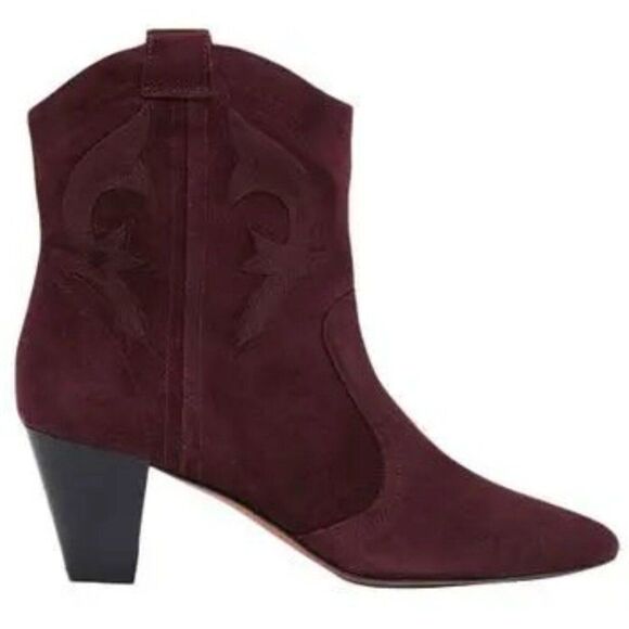 BA&SH Casey Boots Suede Western Cowboy size 38 in Purple Red - SOLD OUT color - Picture 10 of 11